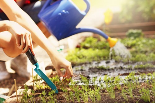 Gardening team preparing a domestic garden visit